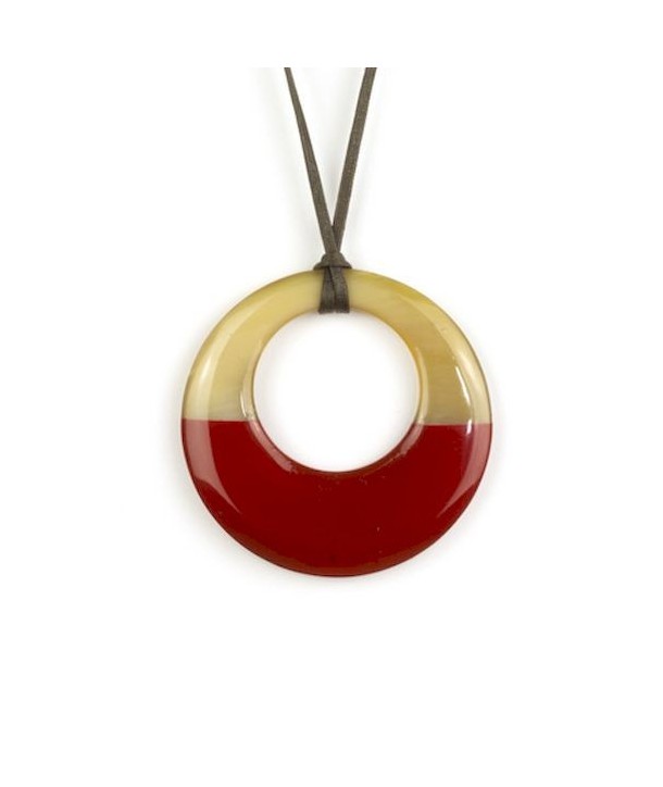 Pendentif petit anneau irrégulier laqué rouge