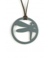 Gray-blue lacquered dragonfly pendant