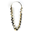 Double collier pastilles en corne blonde et noire