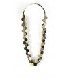 Double pastilles necklace in blond and black horn