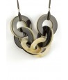 Interlaced rings pendant in blond and black horn