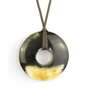 Thick black ring pendant in marbled black horn