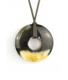 Thick black ring pendant in marbled black horn