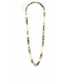 2-size flat oval rings long necklace in blond horn