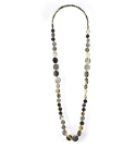 Round pastilles long necklace in marbled black horn