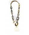 Big and small oval rings long necklace with ivory lacquer