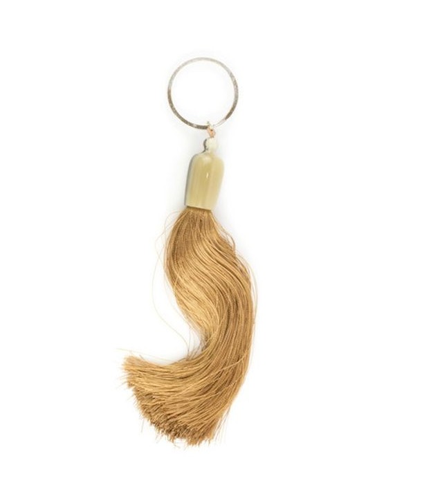 Tassel key holder in hoof and beige thread