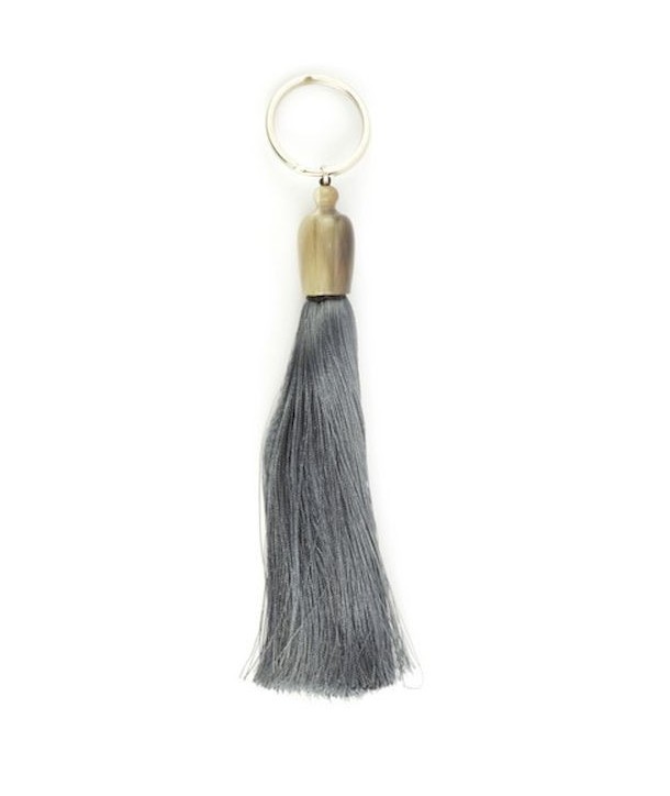 Tassel key holder in hoof and gray blue thread