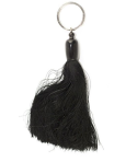 Porte clé pompon en sabot et fil noir