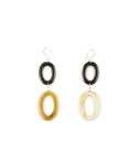 Boucles d'oreilles double ovales fins en corne blonde et noire