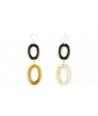 Thin oval double rings earrings in blond and black horn