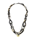 Collier gouttes d'eau en corne noire marbrée