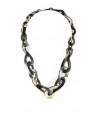 Water drops-shaped necklace in marbled black horn