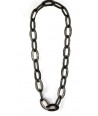 Tortoiseshell effect oval rings long necklace in horn