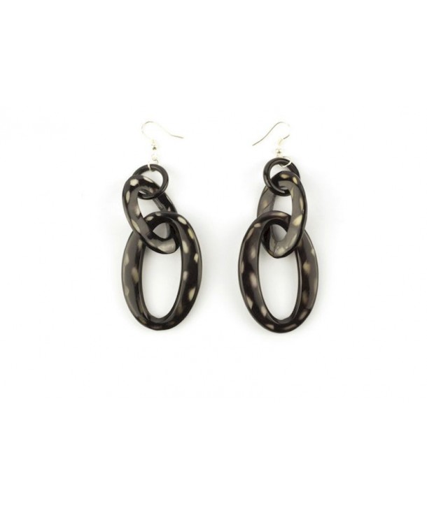 Oval tortoiseshell-style earrings in horn