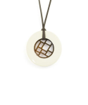Pendentif damier cerclé laqué ivoire