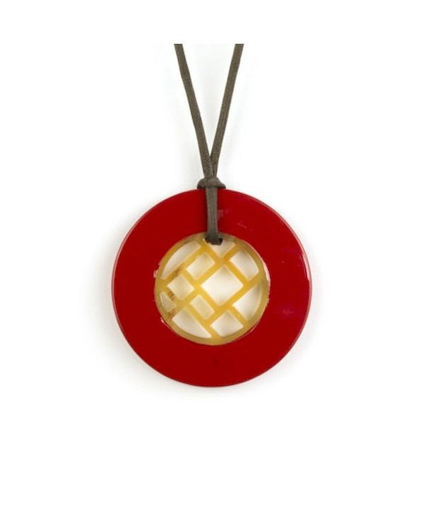 Checkered pendant circled with red lacquer