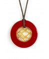 Checkered pendant circled with red lacquer