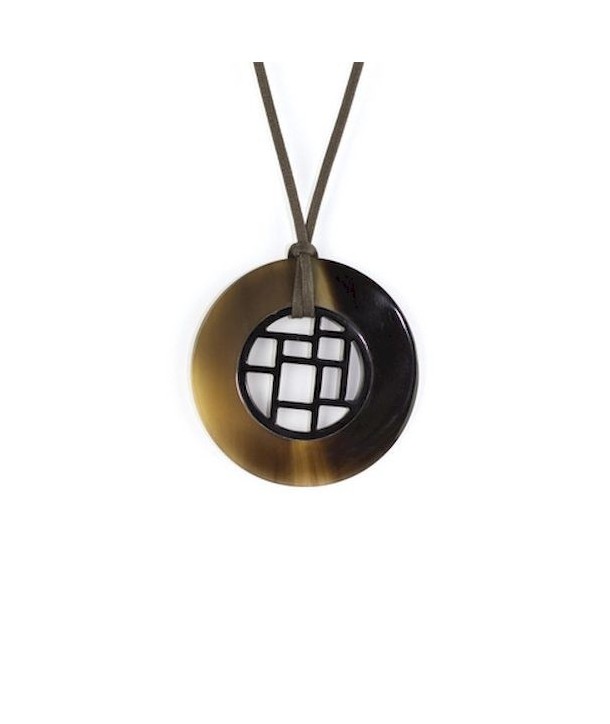 Pendentif damier cerclé en sabot