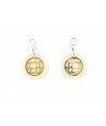 Ivory lacquered checkered earrings