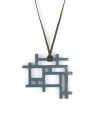 Checkered pendant with gray-blue lacquer