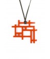 Checkered pendant with orange lacquer