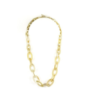 Collier anneaux ovales plats et fins en corne blonde