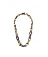 Flat and thin oval rings necklace in hoof and indigo lacquer