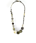 Collier pastilles rondes en corne noire marbrée