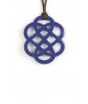 Indigo blue lacquered flower pendant