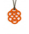 Orange lacquered flower pendant