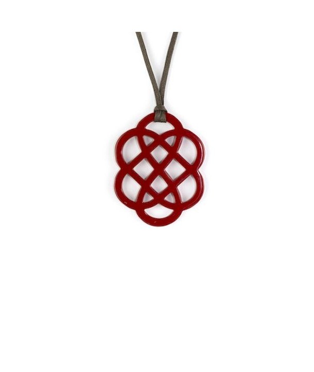 Pendentif fleur laqué rouge