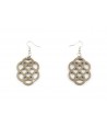 Cream coffee lacquered flower-shaped earrings