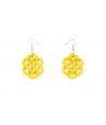 Yellow lacquered flower-shaped earrings