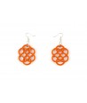 Orange lacquered flower-shaped earrings