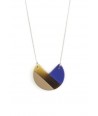 Indigo blue and cream coffee lacquered 3-quarter pendant with a chain