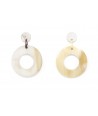 Wide ring earrings in blond horn