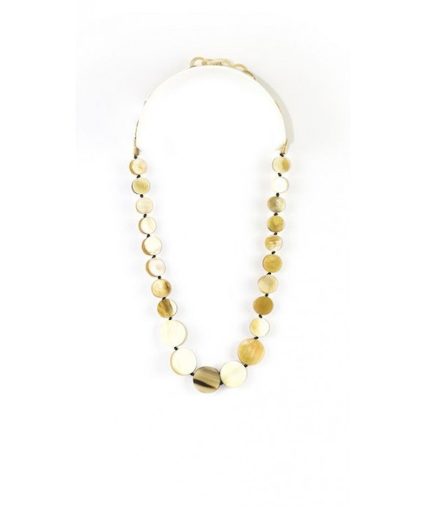 Collier pastilles en corne blonde