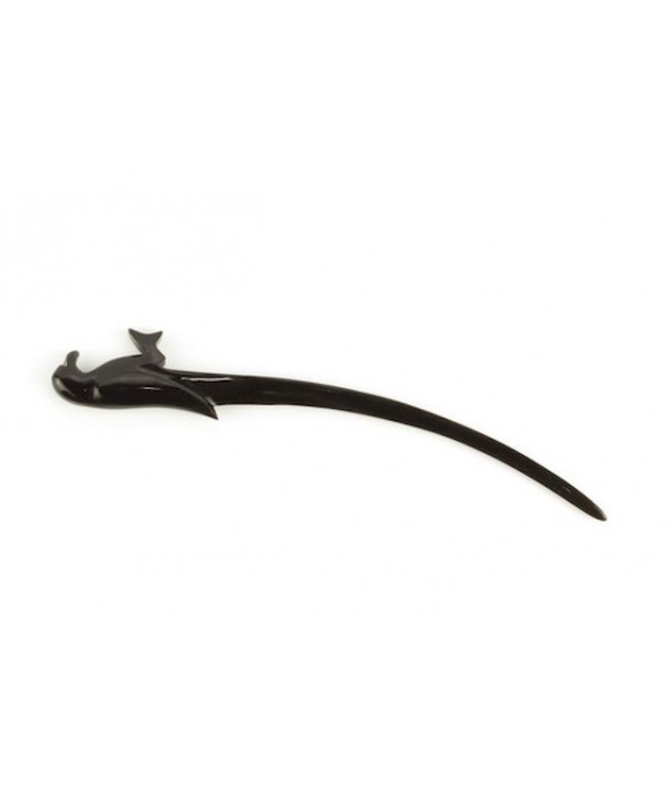 Falcon hairpin in plain black horn