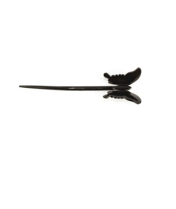 Butterfly hairpin in plain black horn