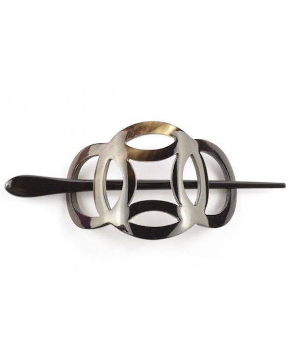 Ring-shaped bun coat in plain black horn