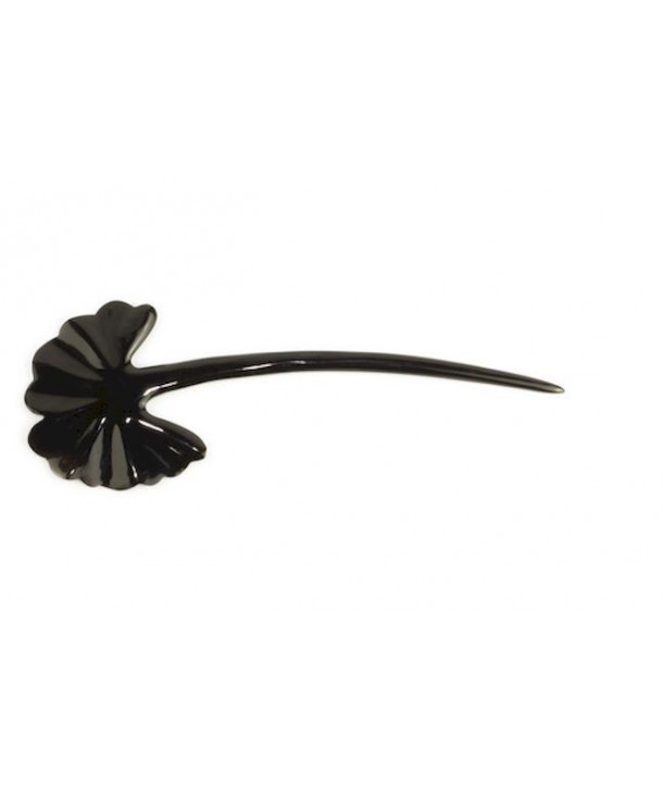 Gingko hairpin in plain black horn