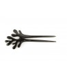 Coral double hairpin in plain black horn