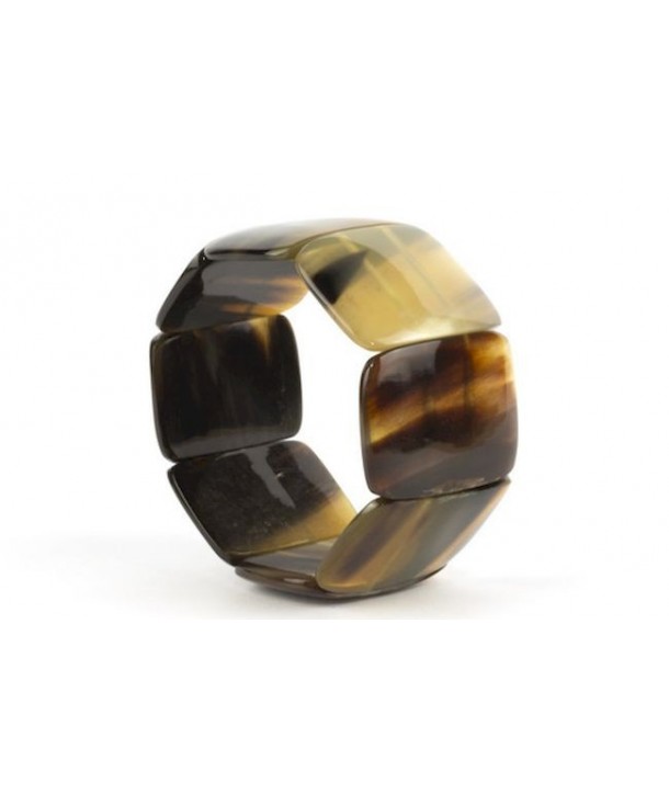 8 large piece articulated bracelet in marbled blond horn