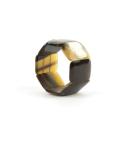 8 large piece articulated bracelet in marbled black horn