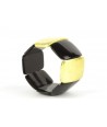 8 large piece articulated bracelet in black horn and golden lacquer
