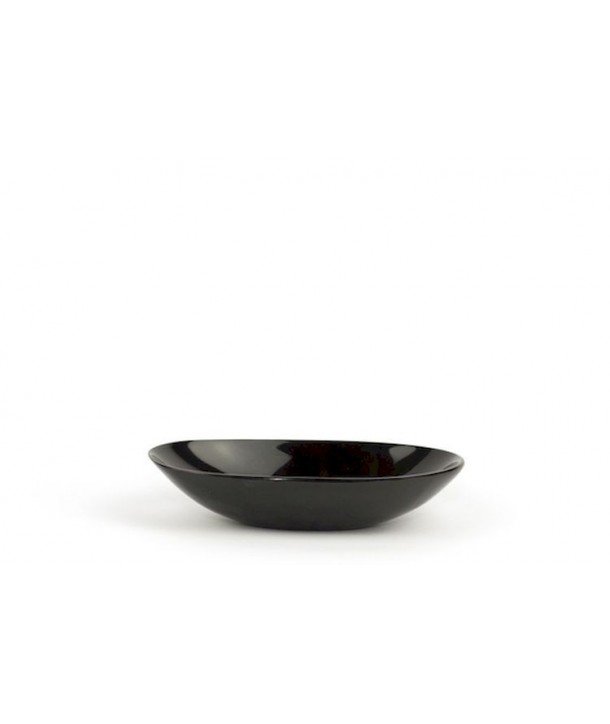 Oval cup in plain black horn