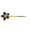 Flower hairpin in plain black horn