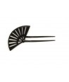 Offset Fan-shaped hairpin in plain black horn