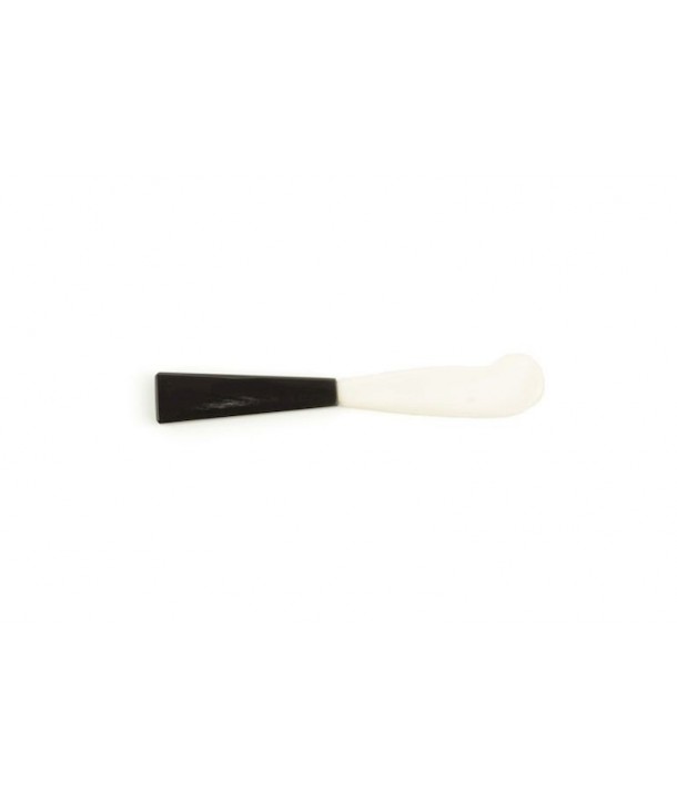 Butter knife with black horn handle and bone blade